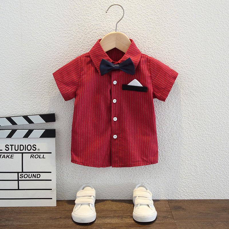 Baby Boy Short-Sleeve Shirt & Suspender Shorts Set - Toddler Summer Gentleman Outfit for 1-Year-Old Birthday