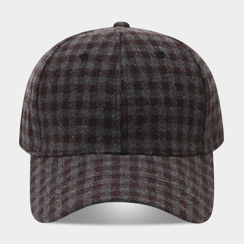 British style small plaid baseball cap autumn and winter retro small plaid woolen cap men's and women's casual sun hat