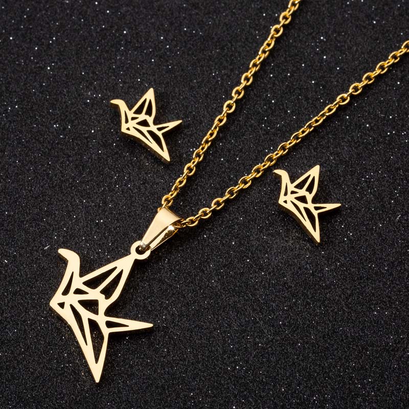 2025 New Wholesale Animals Gold Color Smooth Zircon Set For Women Elephant Necklace And Earring Set Cute Accessories Gift Sets