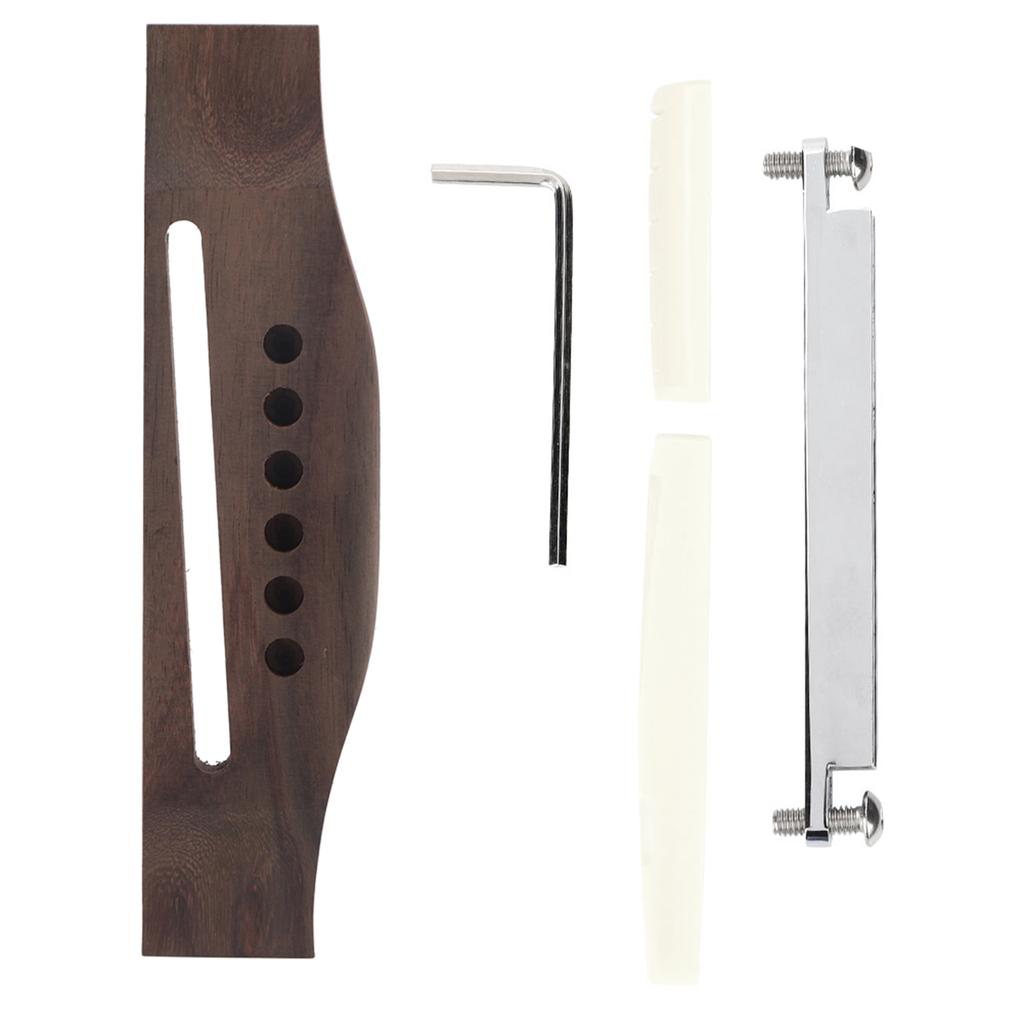 thumbnail image 2 of Guitar Nut And Saddle Guitar Bridge & Saddle Repair Kit - Rosewood Bridge With Adjustable Shaft For 6 String Acoustic Guitars Guitar Bridge Repair Kit 2 of 10