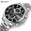 Curren 8475 Men's Multi-function Steel Band Quartz Watch with Calendar