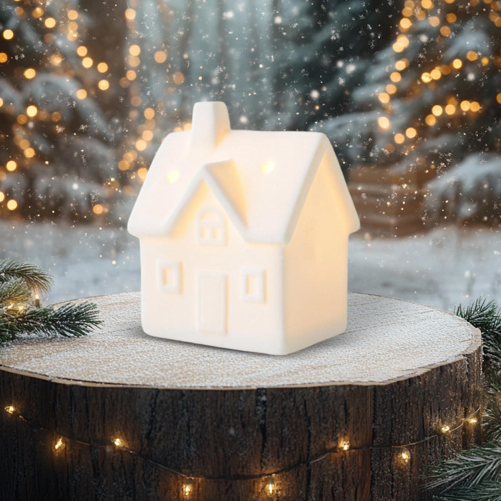 

Ceramic Ornaments Luminous Christmas House House European Hollow Desktop Decoration Night Light Atmosphere Light One Size