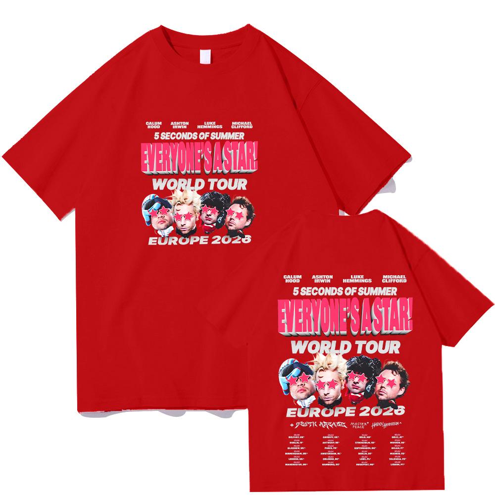 5 Seconds of Summer Europe 2026 Everyones A Star World Tour Tshirts Short Sleeve Oneck pure Cotton Male Tshirts Y2K Unisex