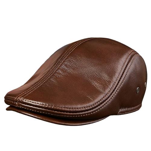2025 Echte Leder-Barettmütze für Herren Warme Winddichte Wintermütze Mode Gentleman Schirmmütze Vintage Stilvolle Fahrermütze Geschenk