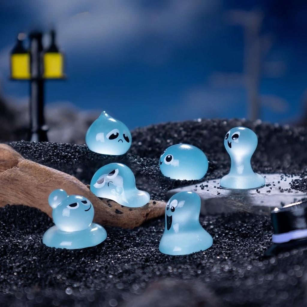8Pcs Luminous Mini Resin Ghost Figurine Water Spirit Collectible Bonsai Statues For Room Diy Craft Miniature Garden Decorate