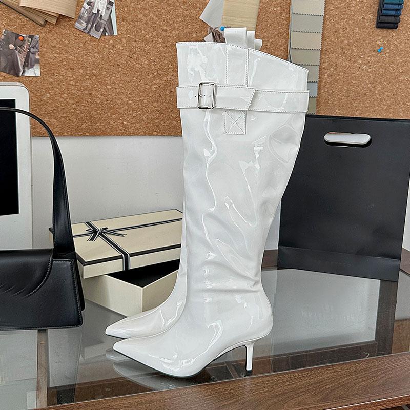 Fashion Fashion Pointed Toe Women Knee High Modern Boots With Thin Heels Shoes Party Ladies Long Chelsea Boots Female Pumps Shoes Lady