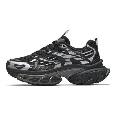 Fuyou Comfortable Casual Shock Absorption Non-Slip Wrap Low-Top Dad Shoes Women Sneaker Black Silver 122518899-2