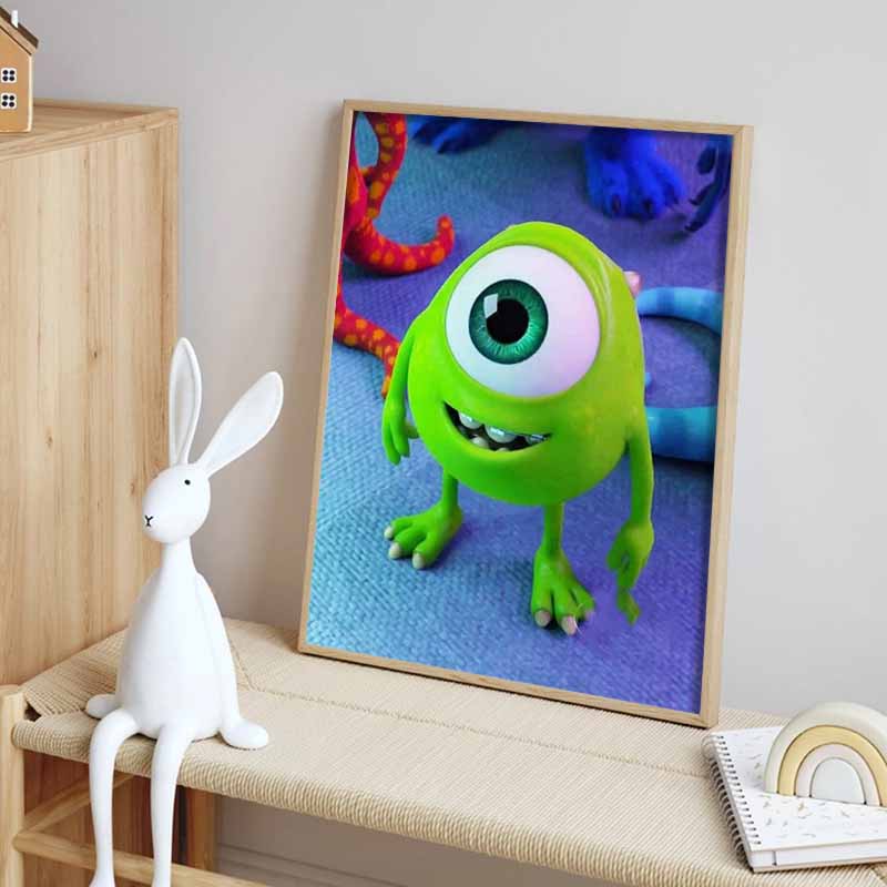 Disney Diamond Painting Mike Wazowski Figurine, Cartoon 5D Diamond Cross Stitch Mosaic Home Decor Gift