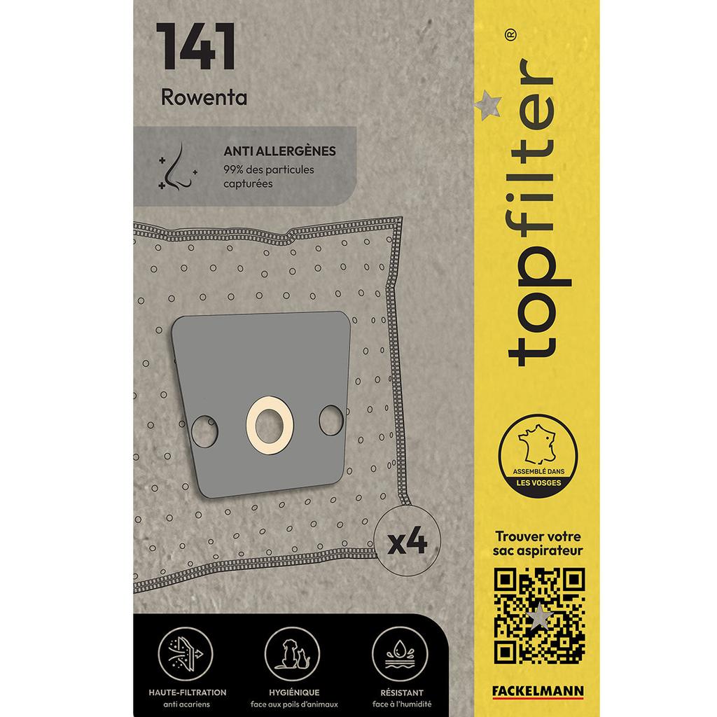 Set of 4 Rowenta TopFilter Premium Vacuum Cleaner Bags Ref. 64141
