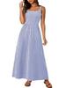 European & American Style Square Neck Plaid Shirred Dress - Fashionable Strappy Casual Women's Dress