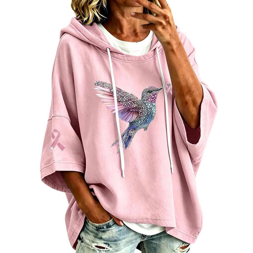 Women's Casual Hoodie with Hood and Graphic Print Loose Fit Pullover