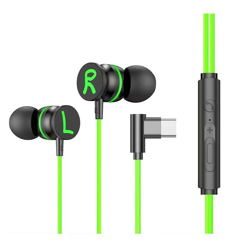 Type-C Elbow Noise-Cancelling Magnetic Earphones with Comfortable Long-Wear Design, Wired In-Ear Gaming Earbuds Y7