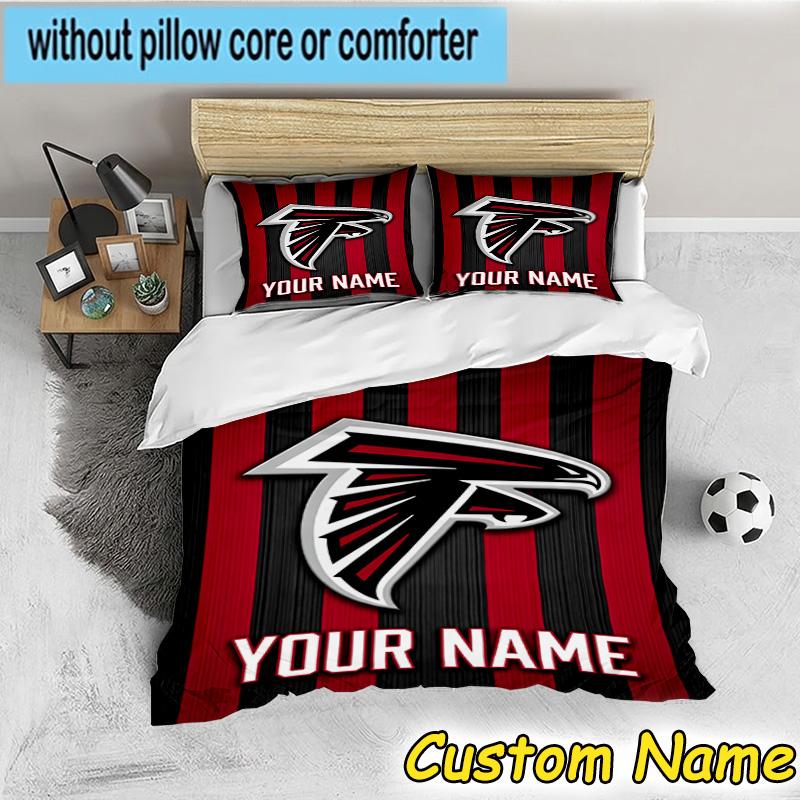 3pcs Custom Name Atlanta-Falcons Rise Up Bedding Set Includes 1 Duvet Cover & 2 Pillowcases for All Seasons Dormitory Home Decor Christmas gifts