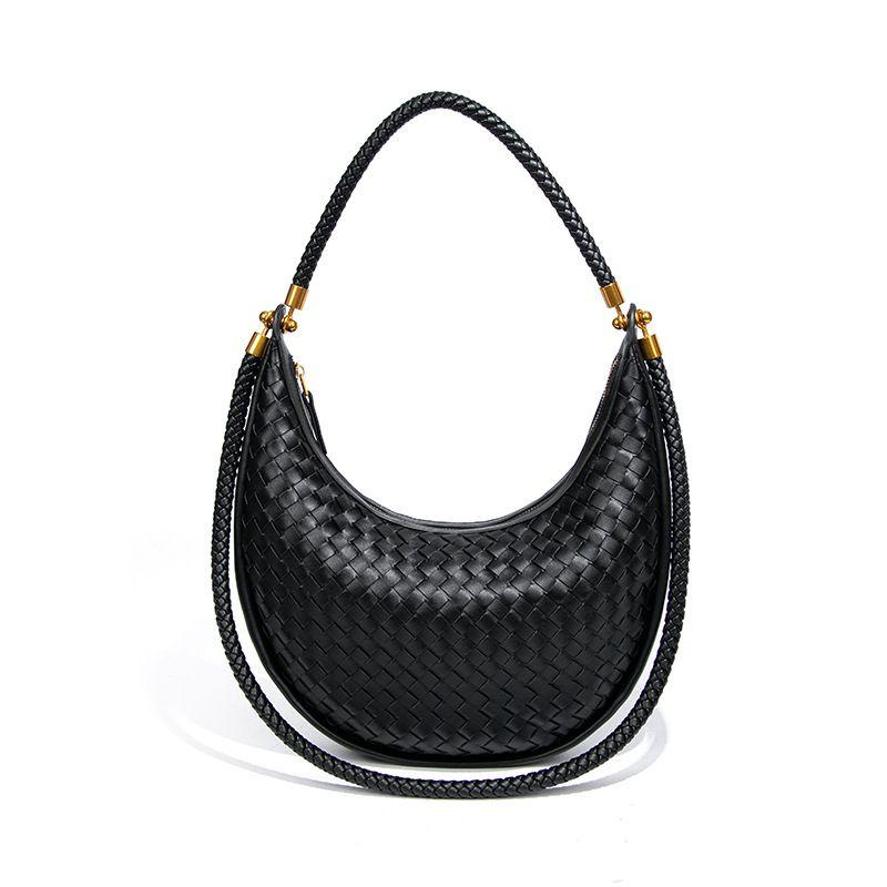 

Ретро Плетеная Сумка-Селенодонт из Коровьей Кожи Весна и Лето Новая Высококачественная Сумка-Полумесяц Легкая Роскошная Наплечная Сумка-Мессенджер Сумка для Ношения Под Мышкой Black