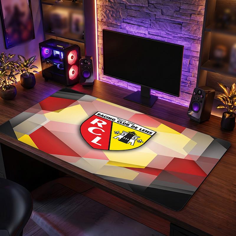 Lens FC Theme Pattern Mouse Pad, Soccer Logo Design XXL Gaming Desk Mat Non-Slip Computer Mouse Pad