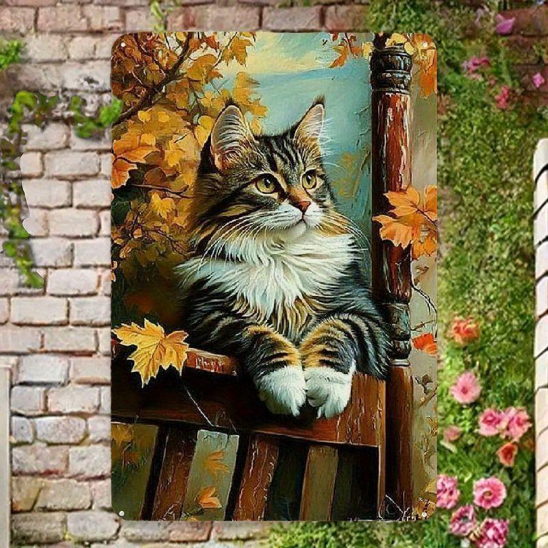 Vintage Style Metal Tin Sign Cute Cats Dogs for Cafe Interior