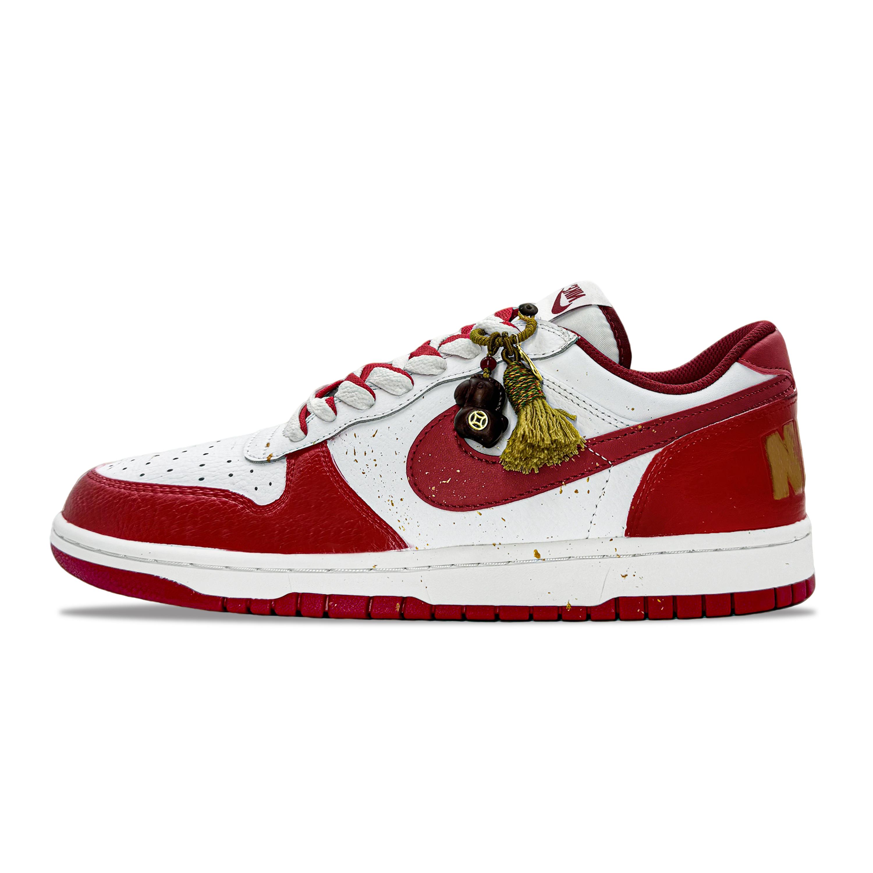 

Nike Big Leather Abrasion Resistant Breathable Low top Skateboard Shoes Men s Red White 355152-150(Team995-1.0) 43