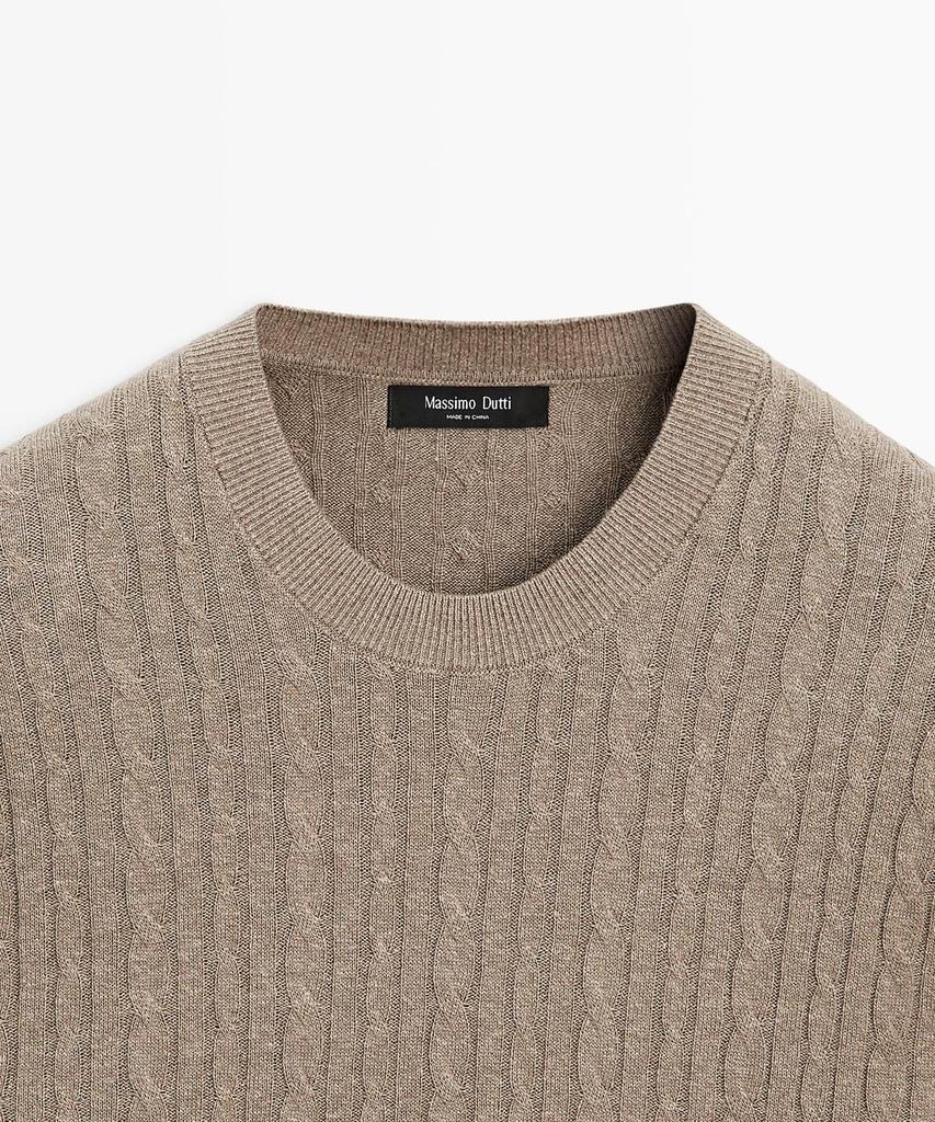 Masimodutti Cotton Blend Cable Knit Sweater
