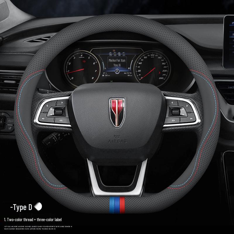 Genuine Leather Steering Wheel Cover for Hongqi H5, HS5, H6, HS3, H9, HS7, HS6, HQ9, EQM5, and O5
