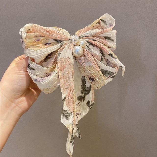 Big Bow Sweet Fabric Floral Hair Clip Korean Version of The Back of The Head Duckbill Clip Hair Accessories For Women