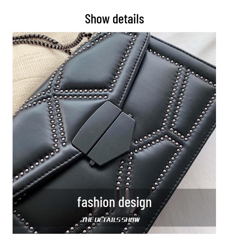 2023 Summer Women's Crossbody Square Bag: Fashionable Studded Single Shoulder Chain Bag