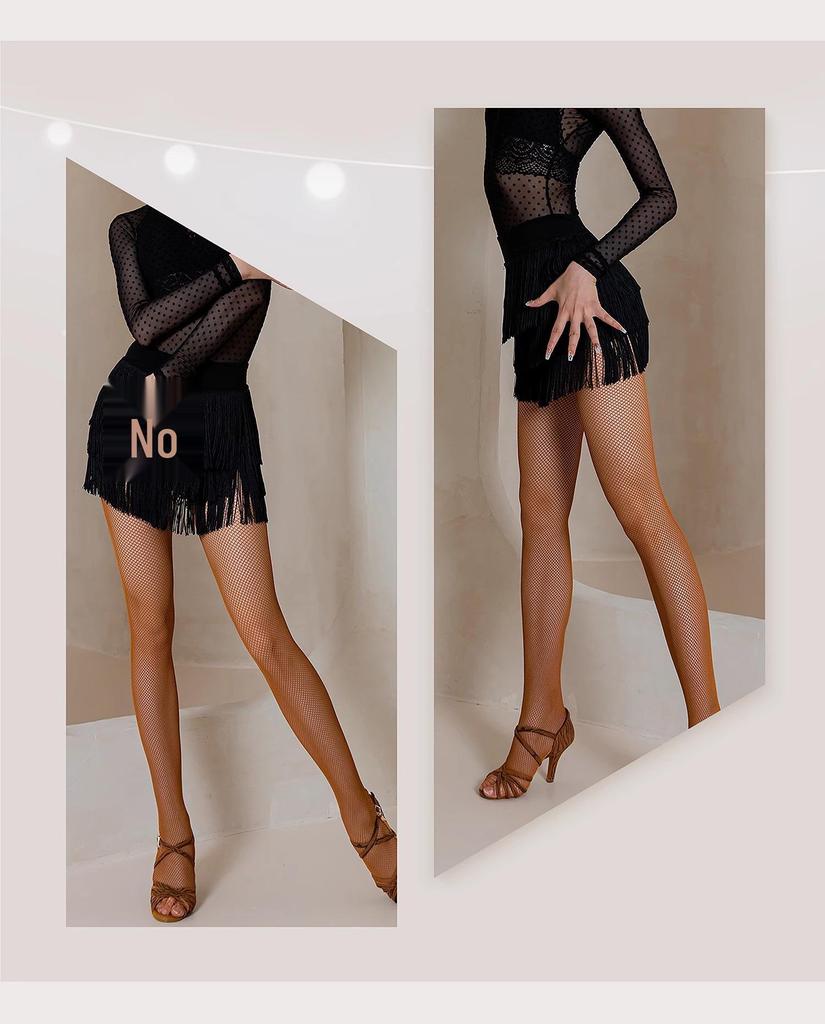 Damski zestaw do tańca latynoskiego z frędzlami i nieregularną spódnicą