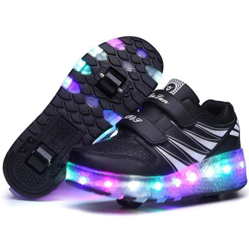 Chaussures LED de Qualité Premium avec Roues Patins à Roulettes Lumineux en Maille Baskets Homme Femme