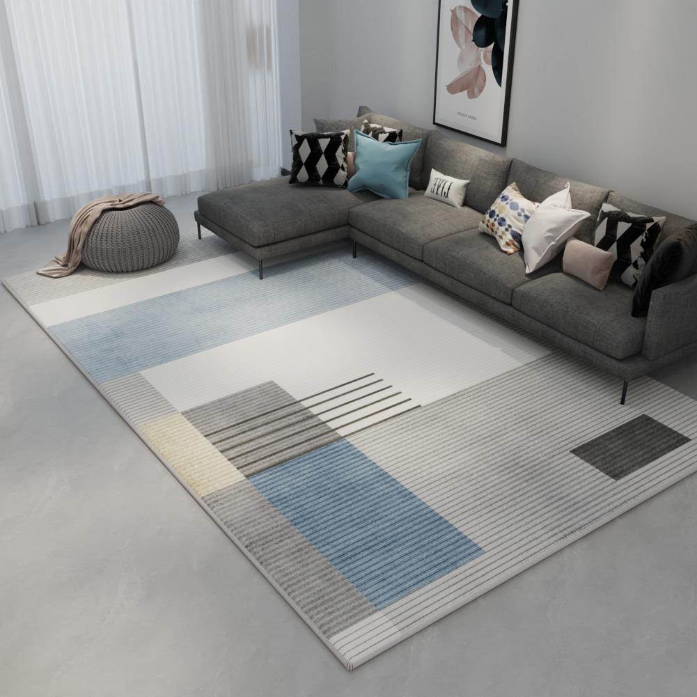 Nordic Non-Slip Gray Carpet: Versatile Light Luxury Rug for Living Room, Bedroom, or Bedside Use.