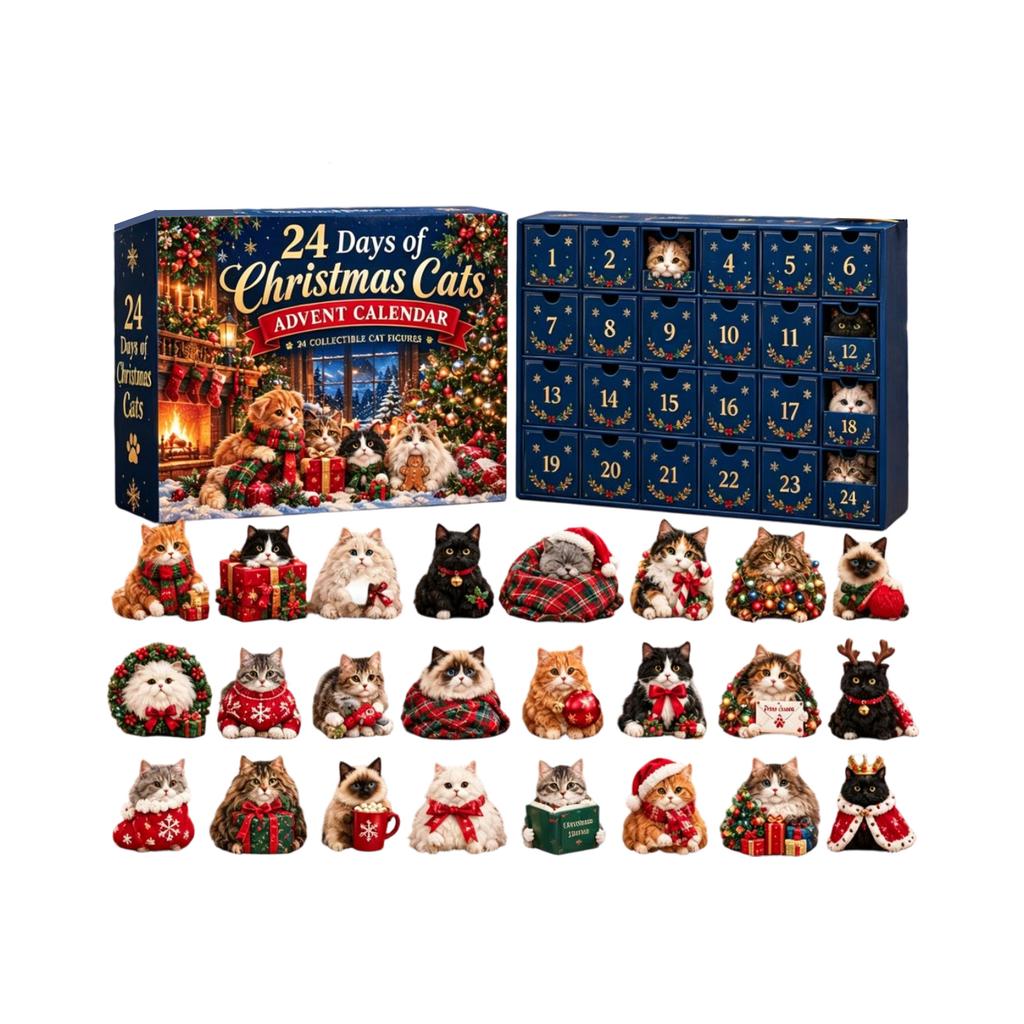 Tage Weihnachten Adventskalender mit 2D Acryl Hängeornamenten, Feiertags Countdown Box für Heimdekoration