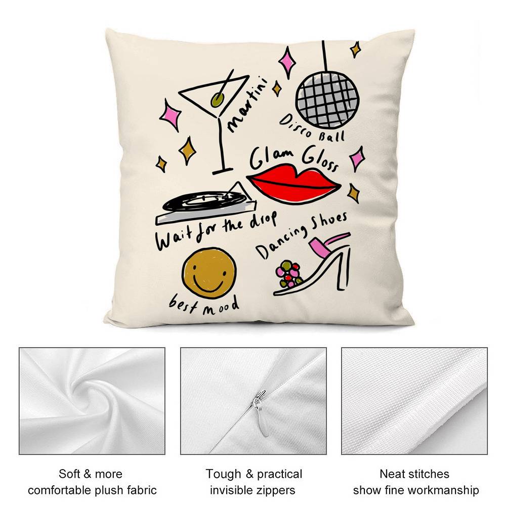 Art Disco Pillow Case Short Plush Double-sided Print Square Throw Pillow Covers Sofa Home Cushion Decor