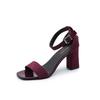 Women's 2024 Summer Fashion Sandals Medium High Heel Outdoor Sandalias Elegant Wedding Shoes Bridal Plus Size 34-40 Buckle Strap