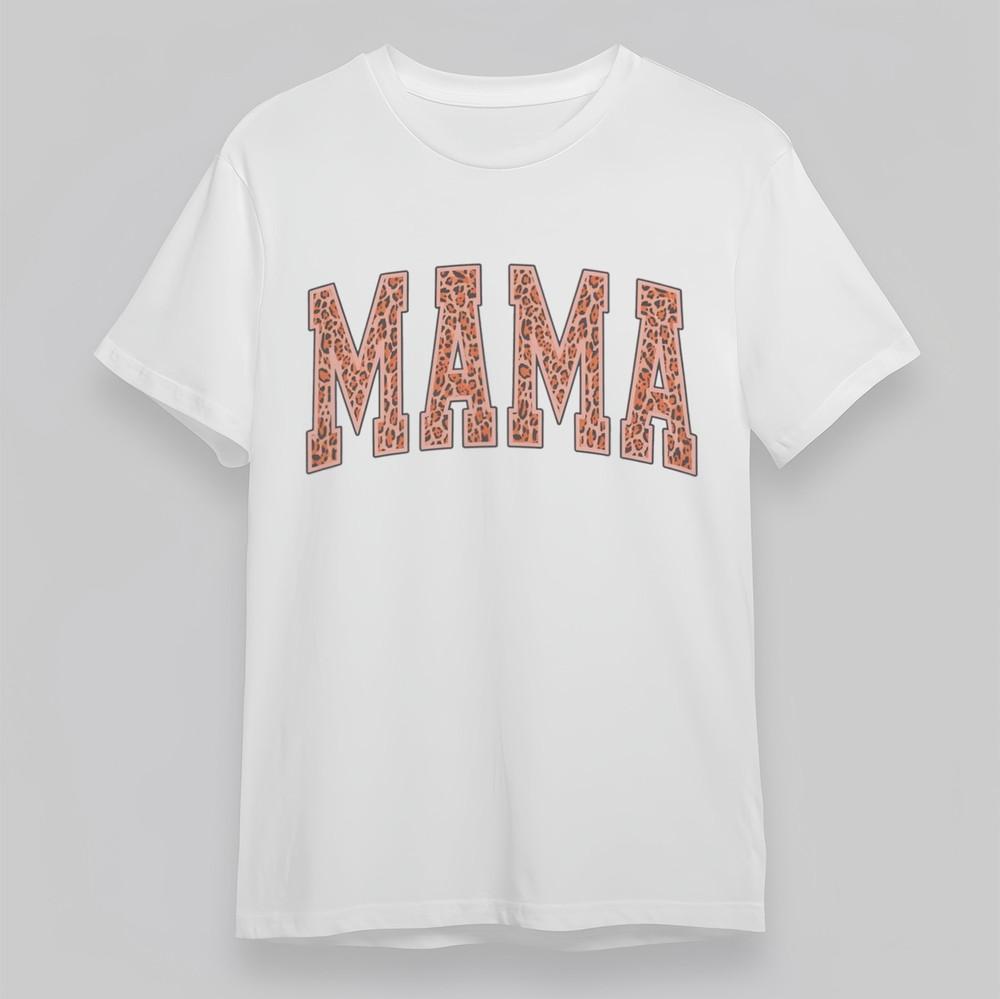 

Women s Plus Size Classic T-Shirt MAMA Arch Letter Orange Leopard Print Tee 2XL