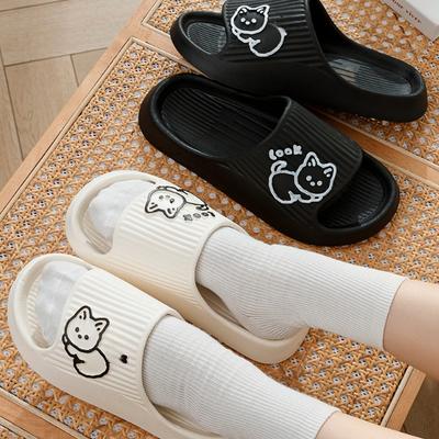 2024 Summer Women Slippers Bath Thick Platform Non-Slip Home Cat Cartoon Flip Flops Beach Sandals Ladies Slides Indoor Outdoor