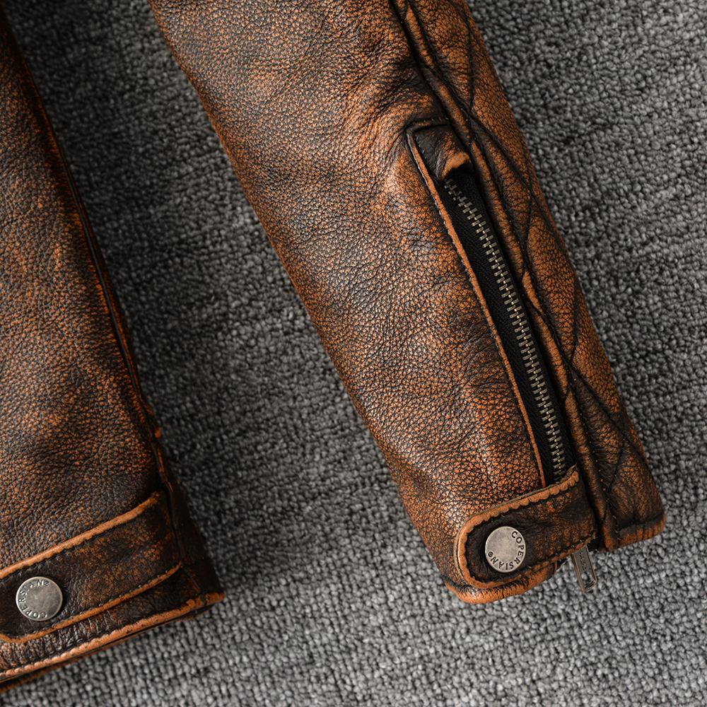 Motorcycle Jackets Slim Fit Genuine Cow Leather Jacket Men Cowhide Coat Riding Biker Jackets For Men Clothing Autumn