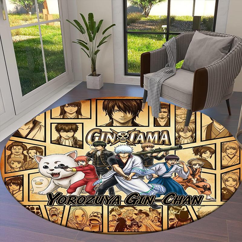 Gintama Round Area Rug Carpet Rug For Living Room Bedroom Sofa Playroom Decor Nonslip Floor Mat