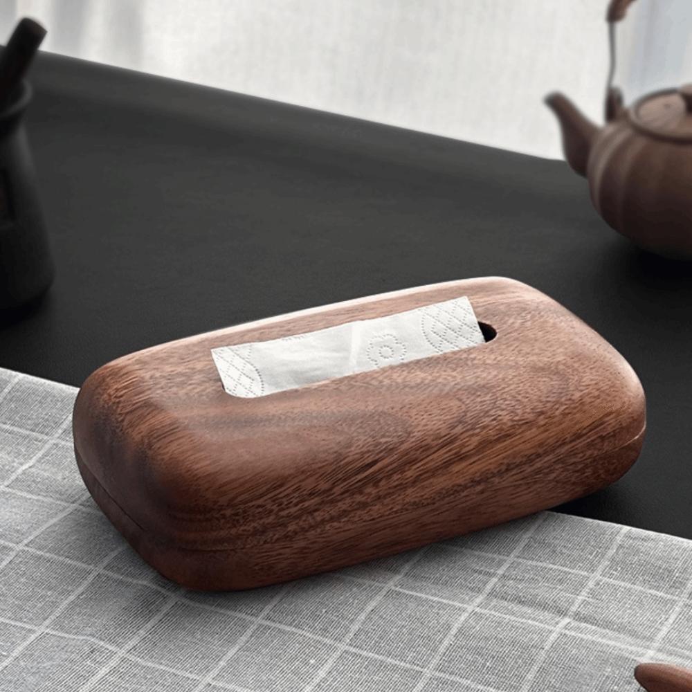 Rectangular Walnut Tissue Box Smooth-surfaced Tissue Paper Holder Tissue Dispenser  Living Room