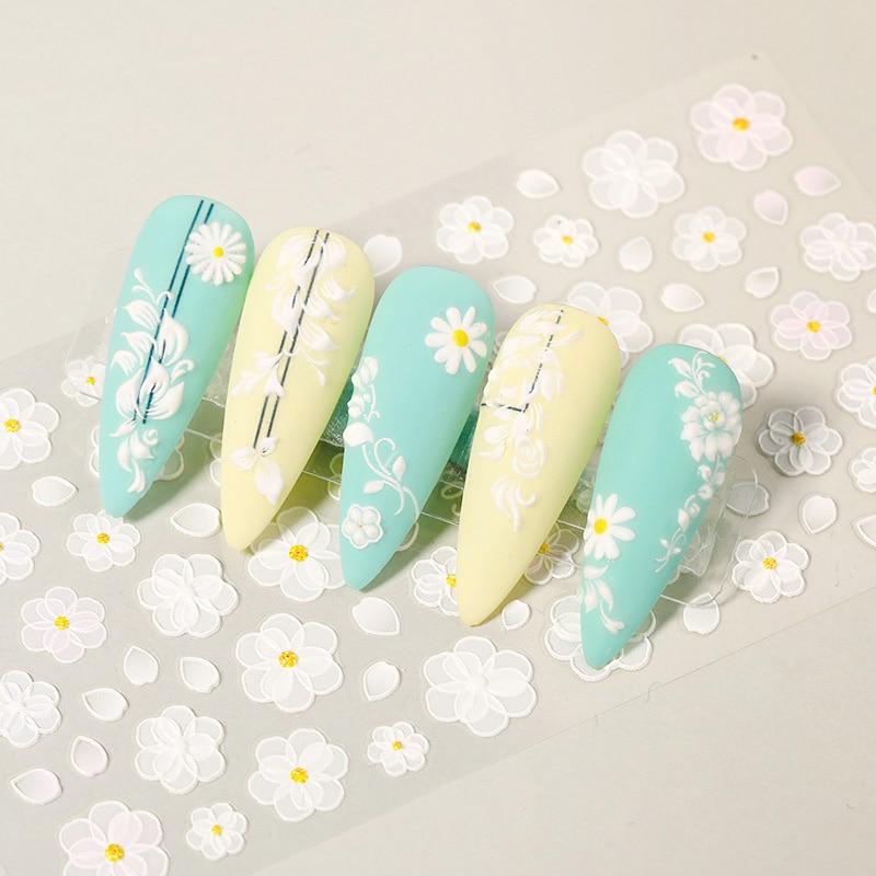 5D Blumen Nagelaufkleber – 4 Blätter Mit Hibiskus, Schmetterling & Sommer-Motiven, Für Luxuriöse Nail Art