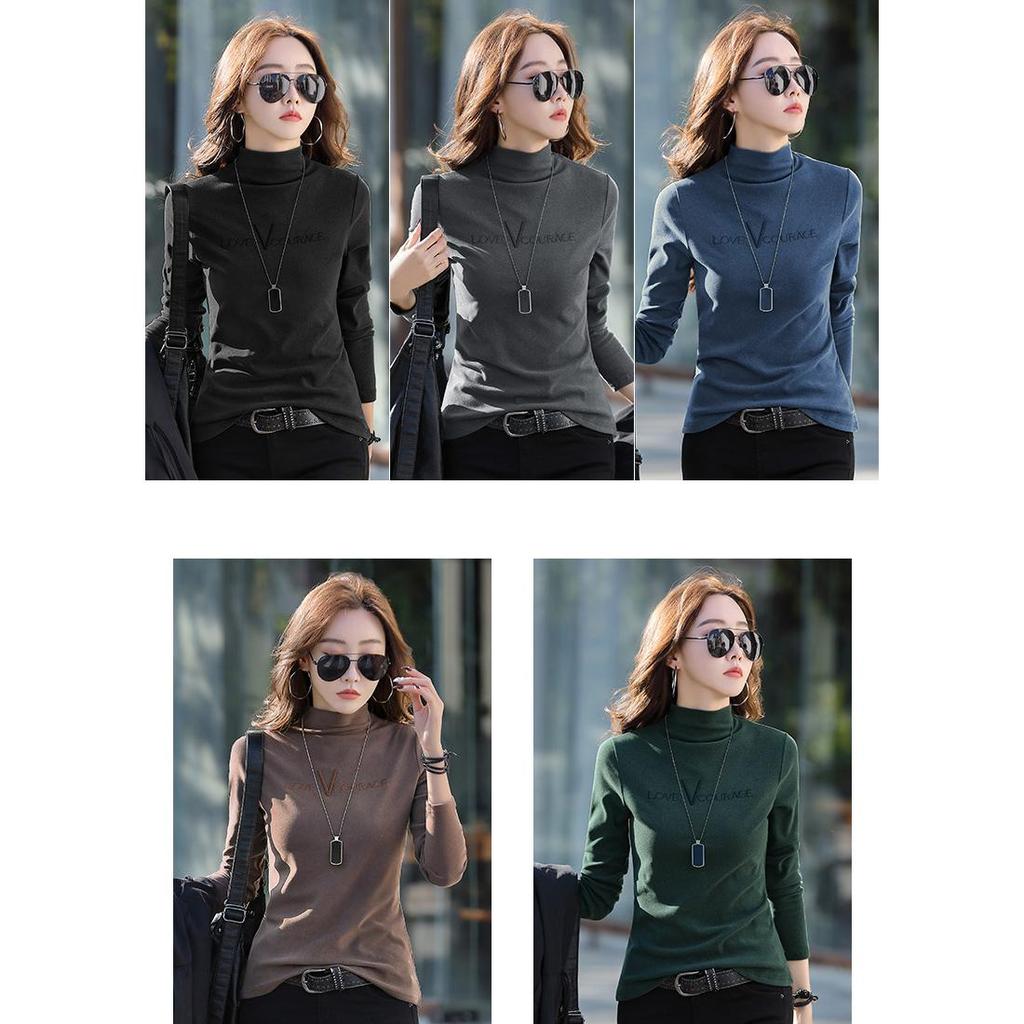 Women's 3XL Top Black German Velvet Turtleneck Plus Velvet Bottoming Shirt Autumn and Winter Versatile Thickened Long-sleeved T-shirt