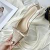 Fashion Sexy Pointed Toe Bow Back Strap Pumps Women Luxury Bling Rhinestone Branded Designer Shoes Elegant Banquet Wedding Bridal Shoes