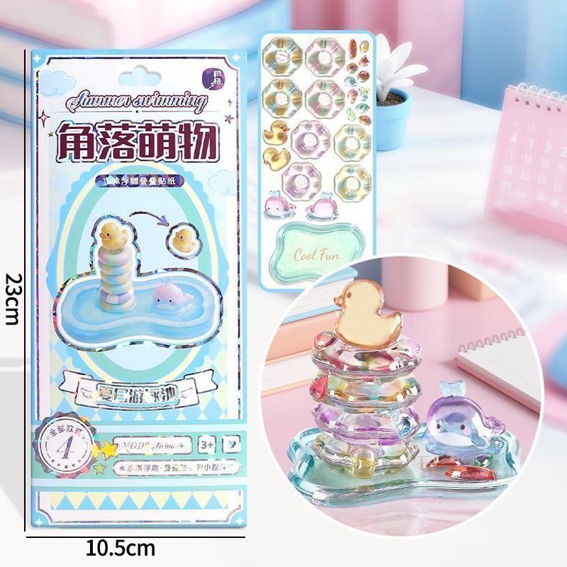 3D Relief Stickers Crystal Embossed Stickers Fun DIY Stackable Decorative Sticker 3D Puffy Stickers Mini Desktop Ornament Kit