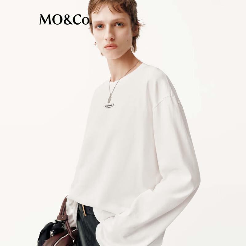 MO&Co. Women s Cotton Loose-Fit Long-Sleeve Crew Neck T-Shirt M