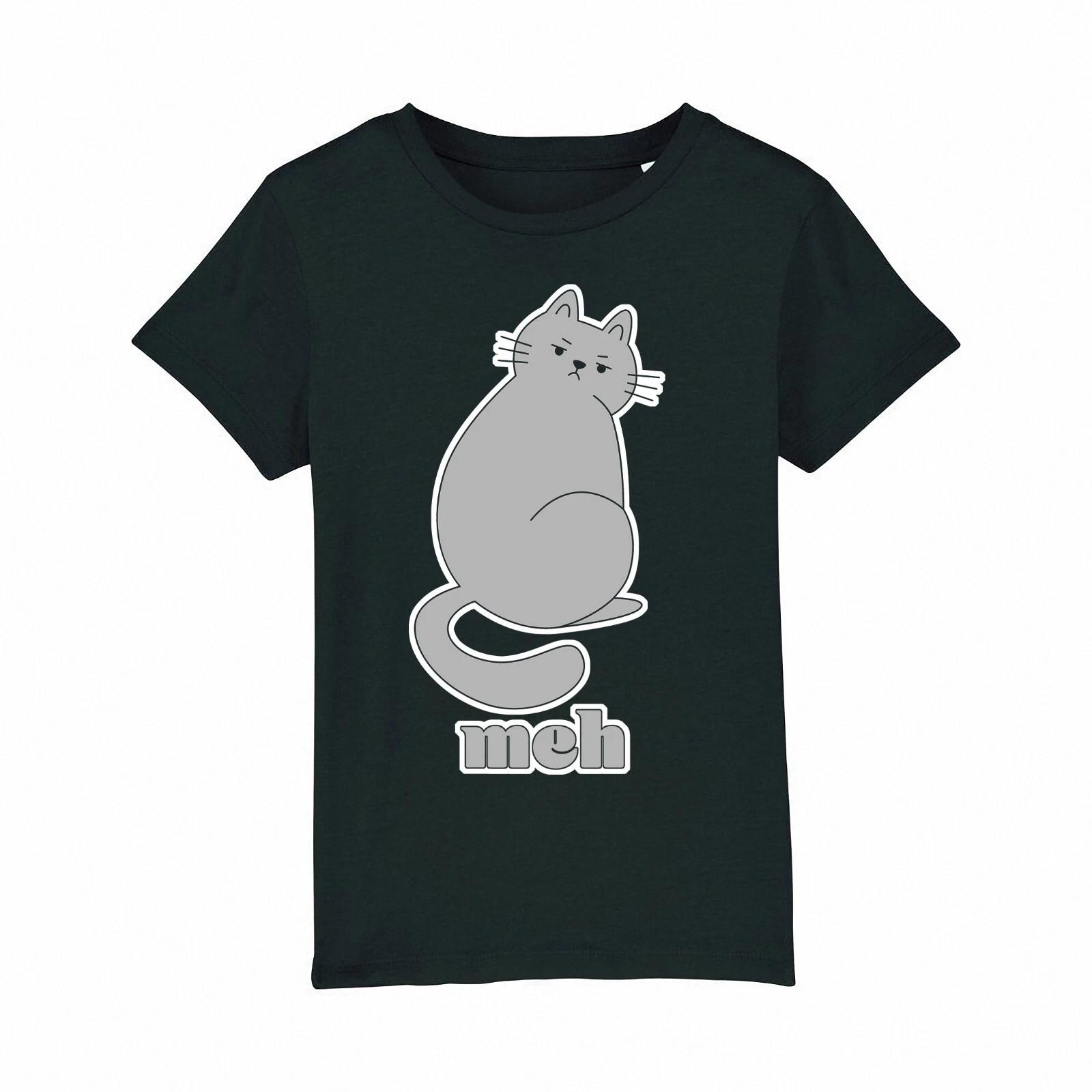 Meh Cat T-Shirt Kids Funny Meme Cats Slogan / Cotton Tee 110