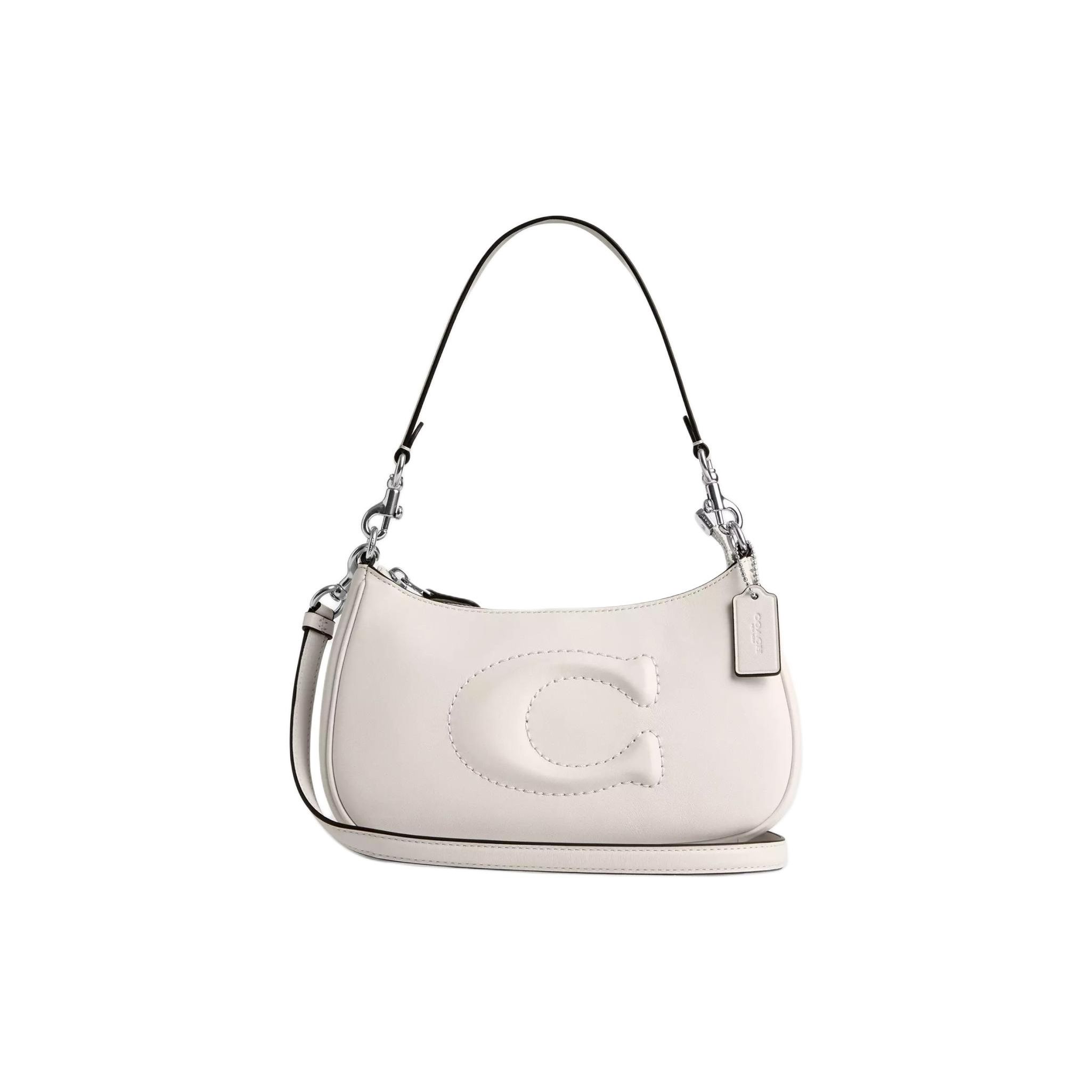 

Coach Teri 24 Top Zip Smooth Leather Crossbody Shoulder Bag Medium Women Bags Silver Chalk CR099-SVHA Basic Set (Bag+Dust Bag)