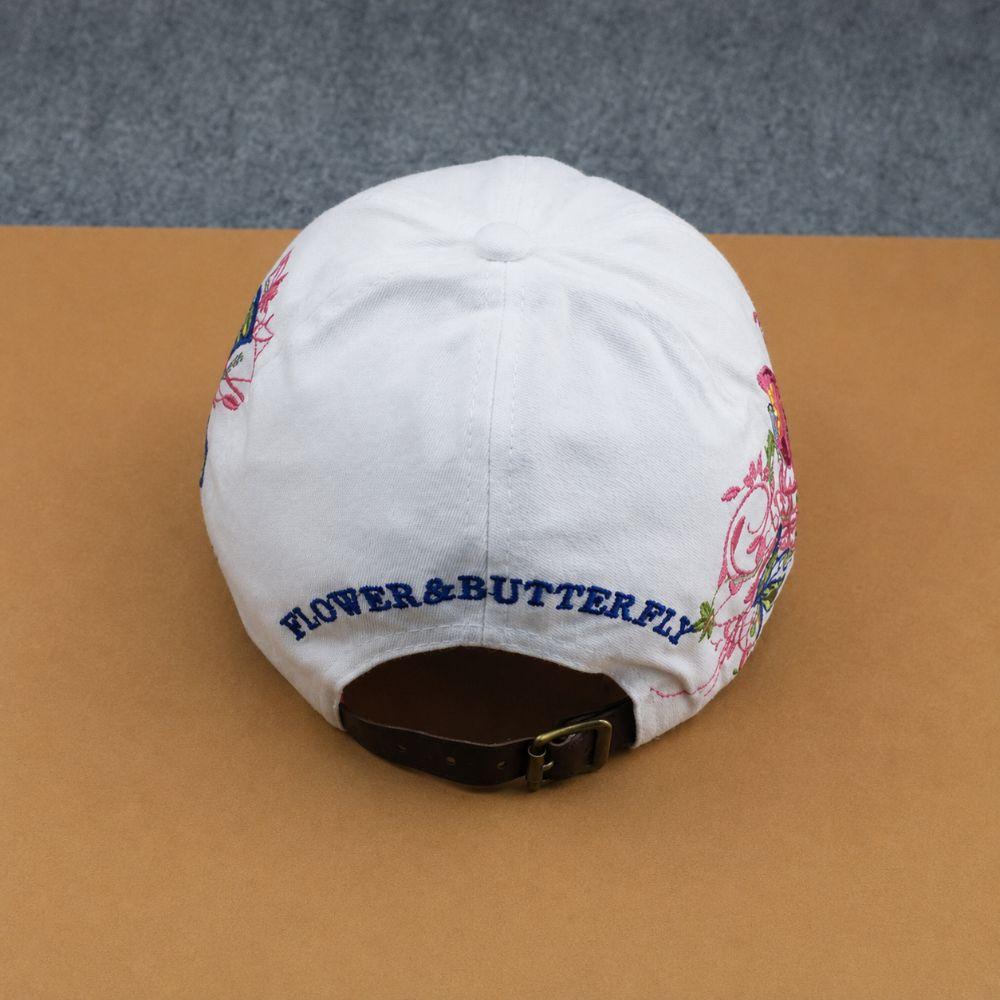 Atmungsaktive Blumen Schmetterling Stickerei Hut Verstellbar Damen Baseballkappe Sonnenhut Outdoor Reisen