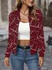 European and American Spring New American Retro Line Printing Jacket Zipper Jacket Temperament Commuter Women's Baseball Jersey MD3