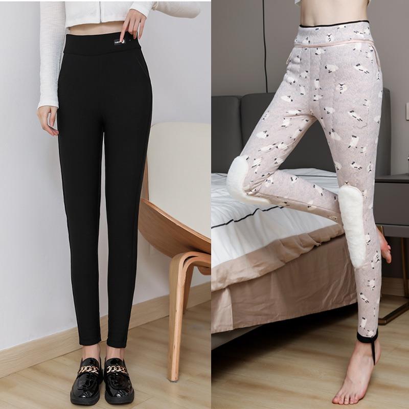 0 Grams Extra Thick Silk Cotton Pants Women's Velvet Thickened Outer Leggings High Waist and Thin Large Size Thermal Pants