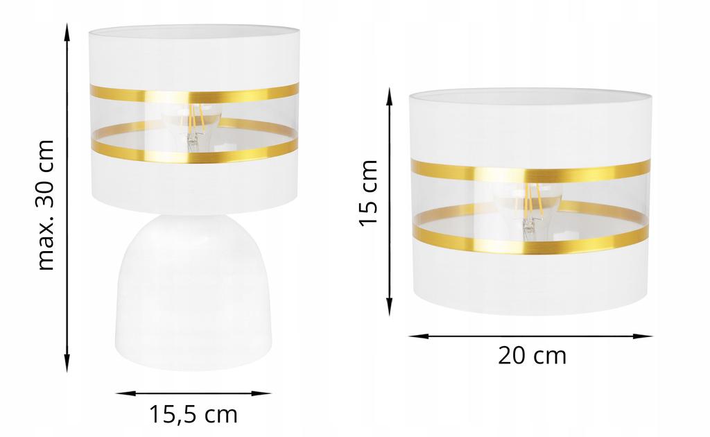 Night Table Lamp, Elegant Gold Lampshade, 20 Cm