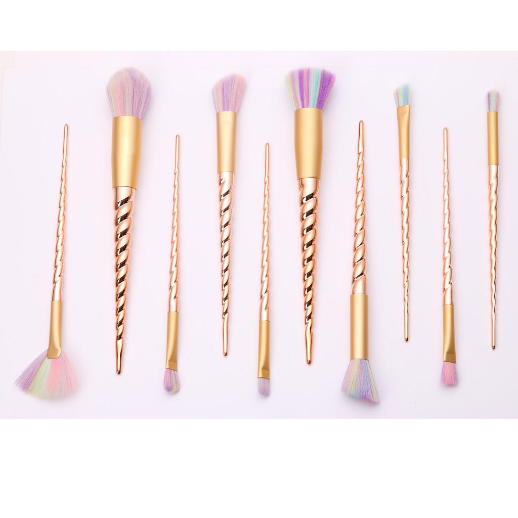 Female Unicorn 10pcs Makeup Brushes Set Thread Contour Eyeshadow Powder Brush