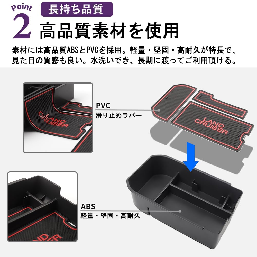 SAWAKAKI Toyota New Land Cruiser 250 Series Exclusive Console Tray Console Box Center Console Box Tray with Logo Coin Card Slot Small Item Storage