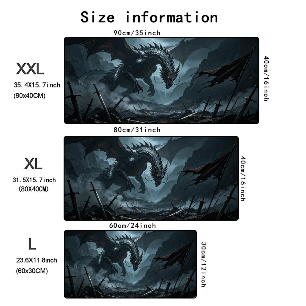 Blood Moon Dragon Mouse Pad Large Computer Office Game Table Mats Rubber Antislip Gaming Keyboard Mousepad Long Desk Pads 40x90